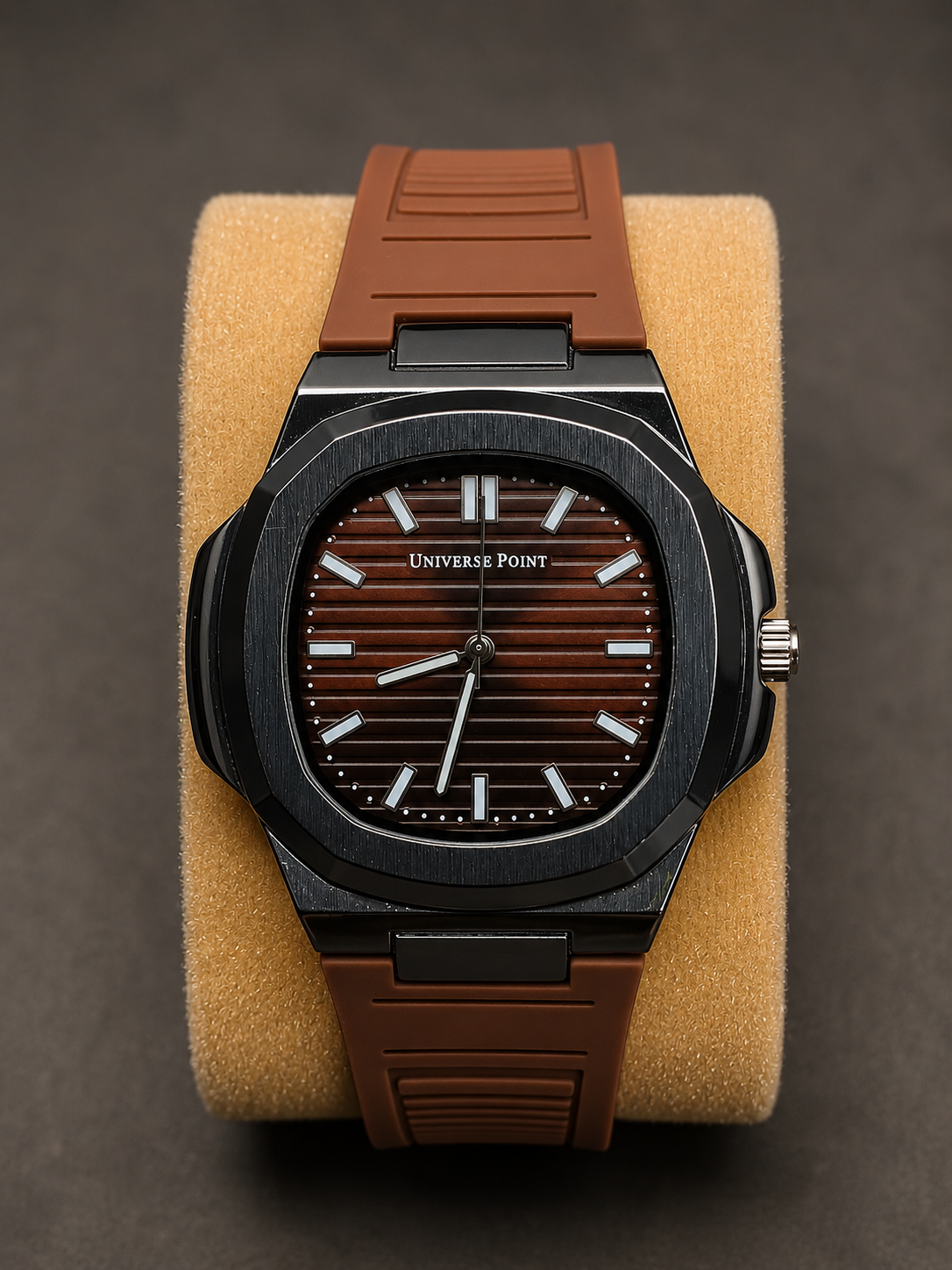 Universe Point - Brown Textured Dial & Rubber Strap
