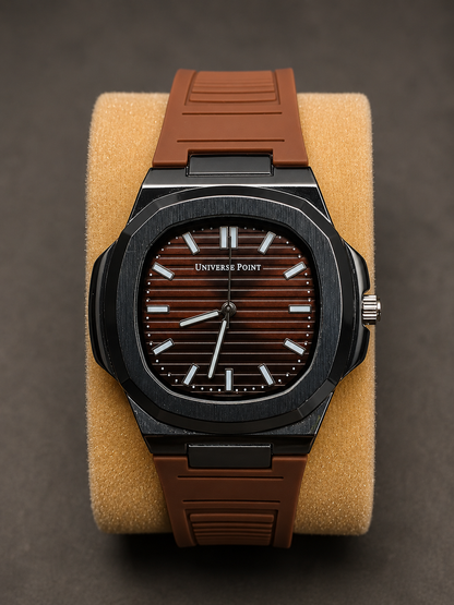 Universe Point - Brown Textured Dial & Rubber Strap