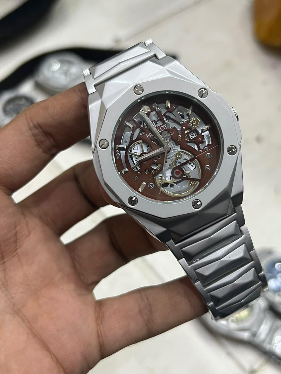 Automatic Dial Diamond Cut Watch