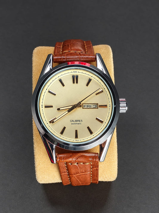 “Men’s Automatic Classic Watch – Premium Leather Strap”
