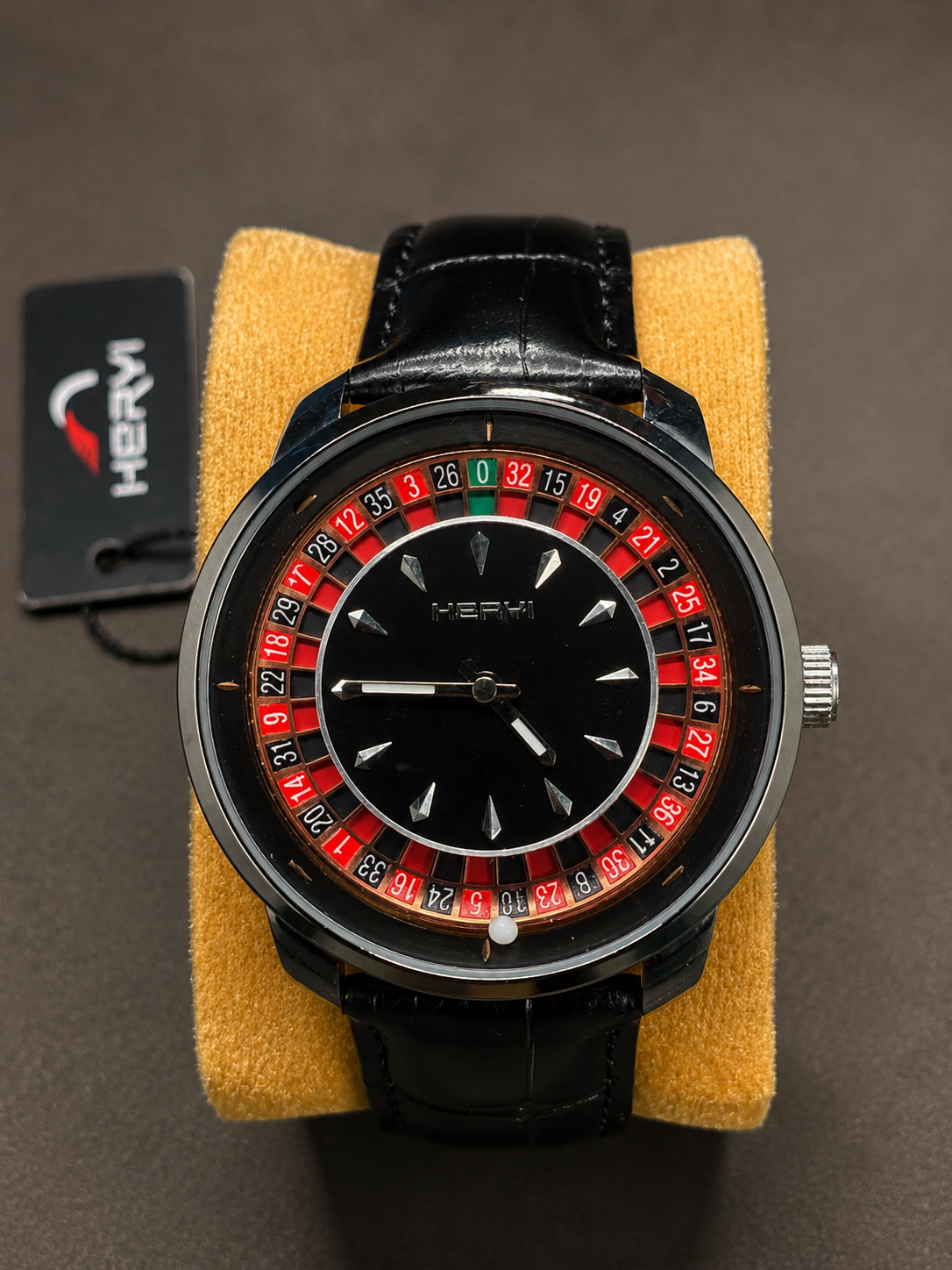 Heryi Casino Roulette - Black Dial & Premium Leather Strap